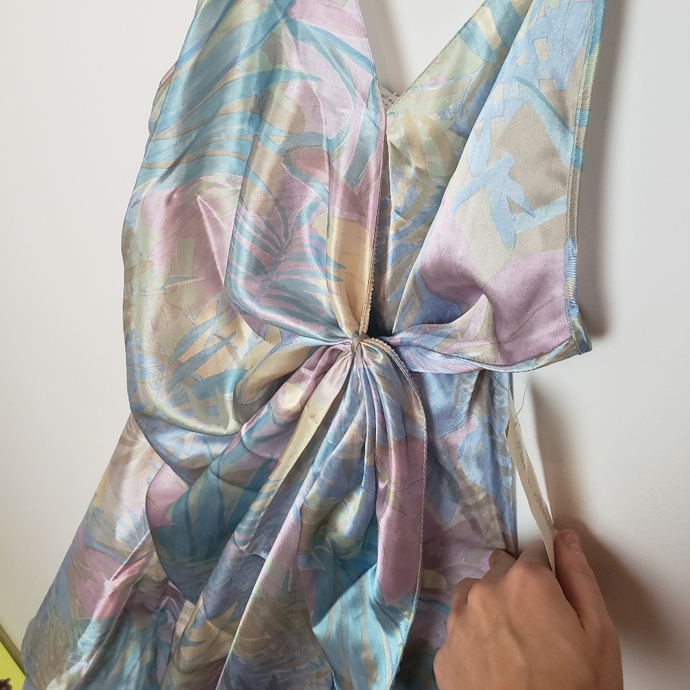 Vintage Liquid Satin Wrap V Neck Dress - Picture 15 of 16